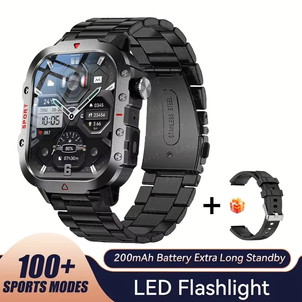 LAXASFIT Outdoor Smartwatch β Bluetooth & LED Flashlight