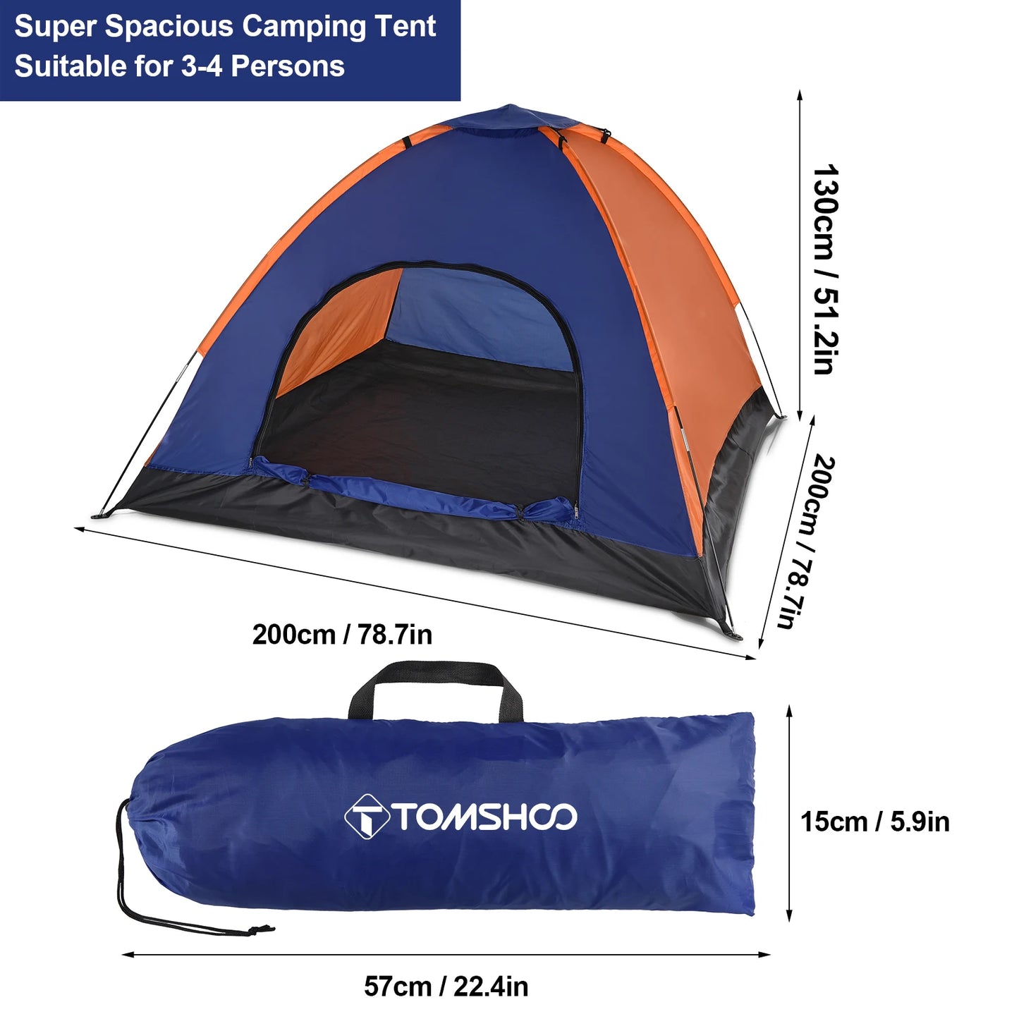 OMSHOO 3-4 Person Lightweight Camping Tent