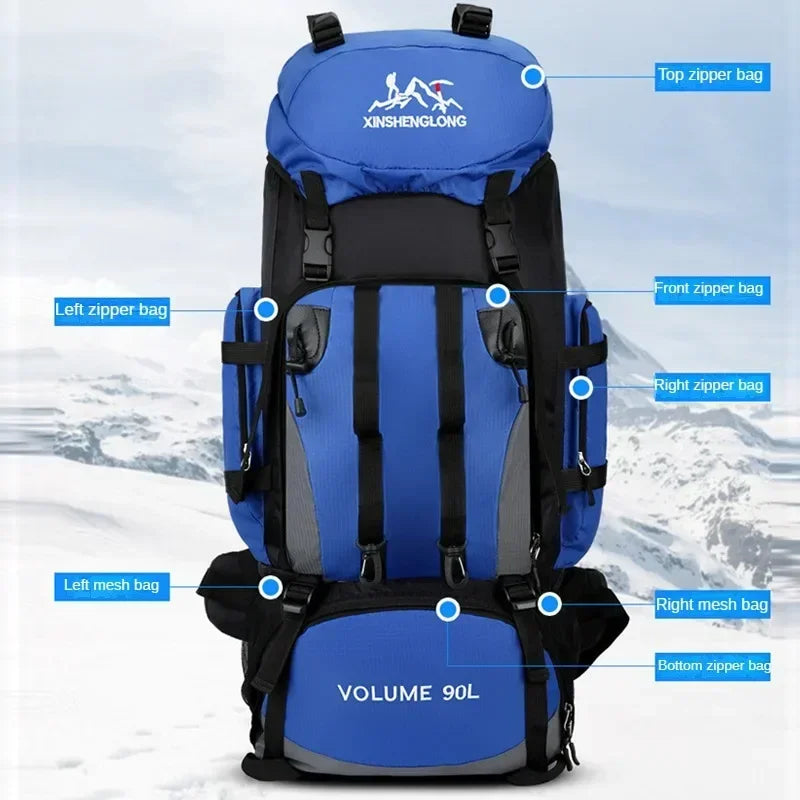 90L Waterproof Hiking Backpack: Large Capacity Trekking Bag