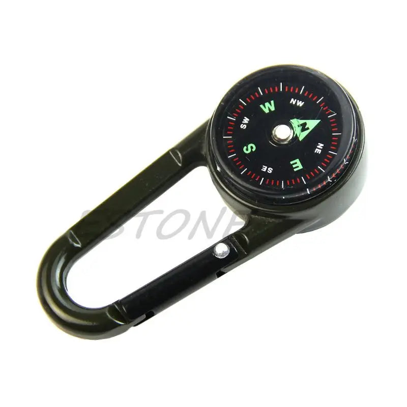 Hiking Metal Carabiner Mini Compass Thermometer Keychain