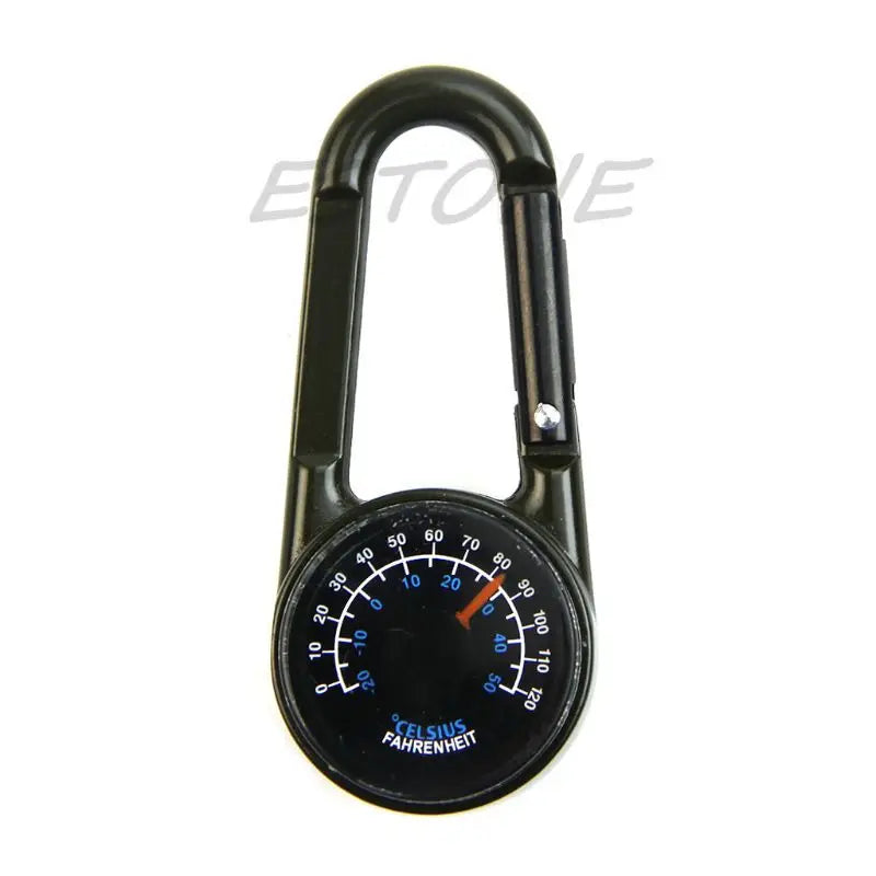 Hiking Metal Carabiner Mini Compass Thermometer Keychain