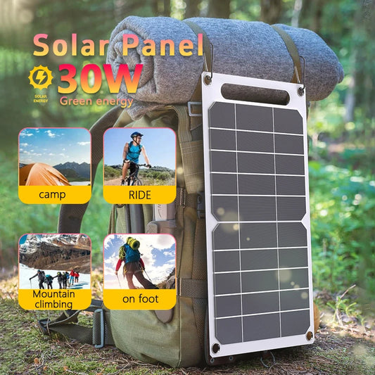 30W Solar Panel USB5V Solar Charging Battery Charger System Kit for Mobile Phone Power Bank
