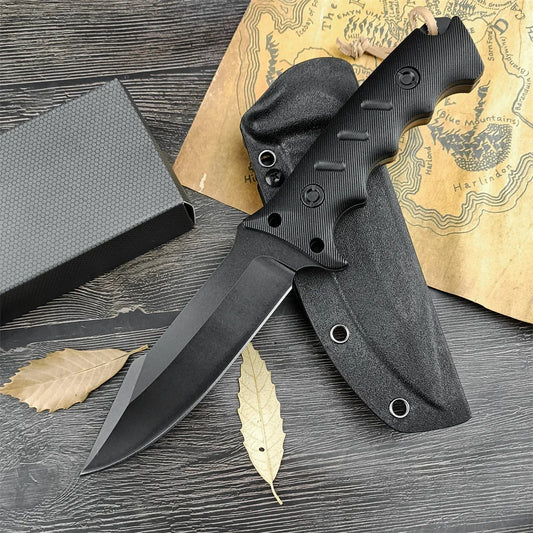 Portable Full Tang Tactical Fixed Knife: 8Cr13Mov Blade, G10 Handle