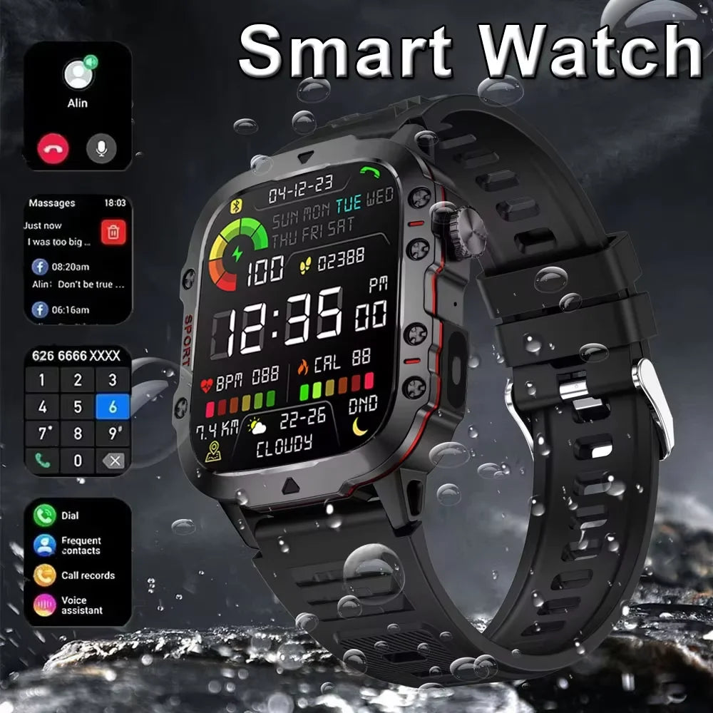 LAXASFIT Outdoor Smartwatch – Bluetooth & LED Flashlight