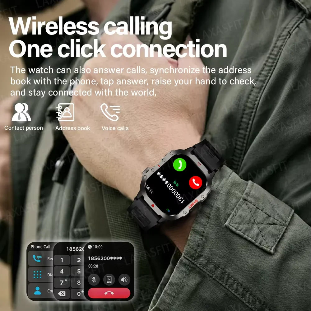 LAXASFIT Outdoor Smartwatch – Bluetooth & LED Flashlight