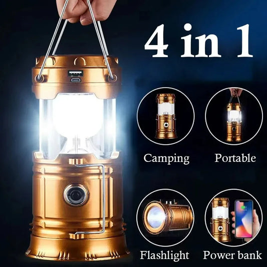 Portable Solar Charger Camping Lantern Lamp LED Outdoor Lighting Folding Camp Tent Lamp USB Rechargeable Lantern