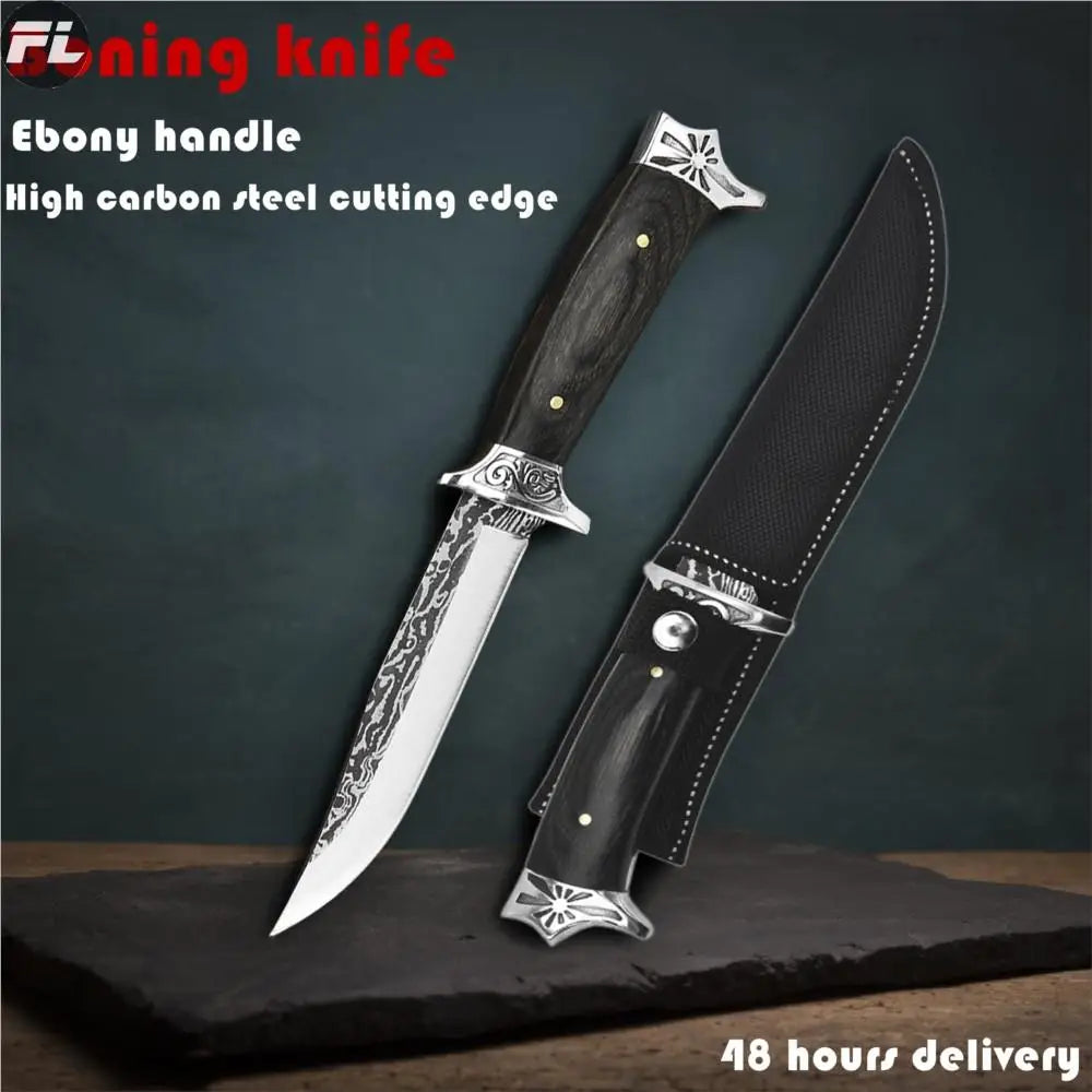 Handmade Forged Boning Knife with Ebony Handle: High Hardness Steel Survival Knife