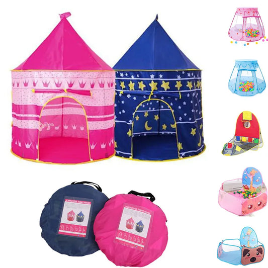 Infant Toddler Folding Tents Portable Castle Play House - Pink Blue