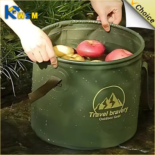 Folding Portable Bucket with Cover 5/10/20L - Silicone Outdoor Camping Tool