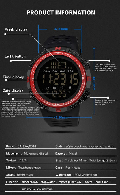 SANDA 6014 Waterproof Multifunctional Sports Watch