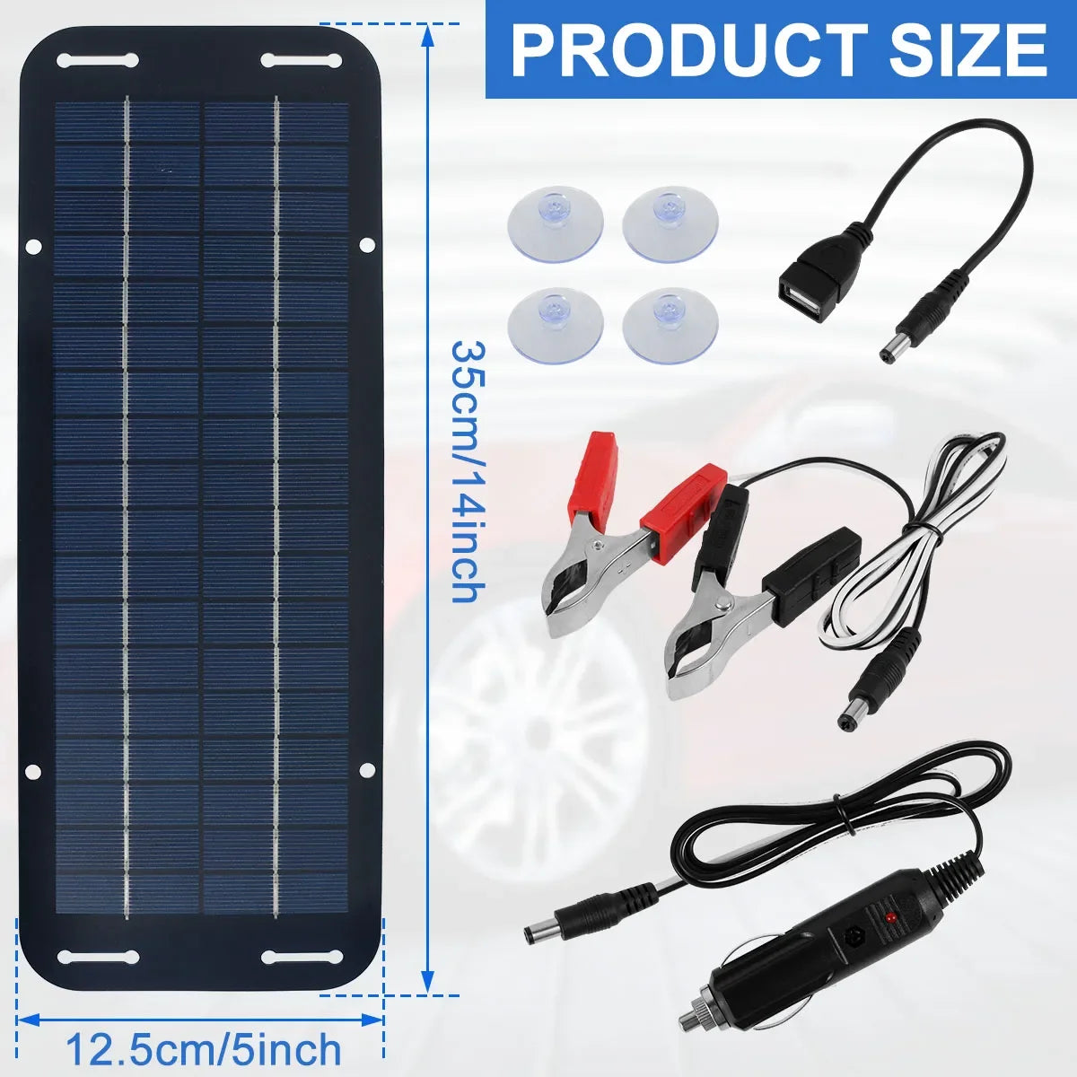 12V Portable Solar Powered Charger