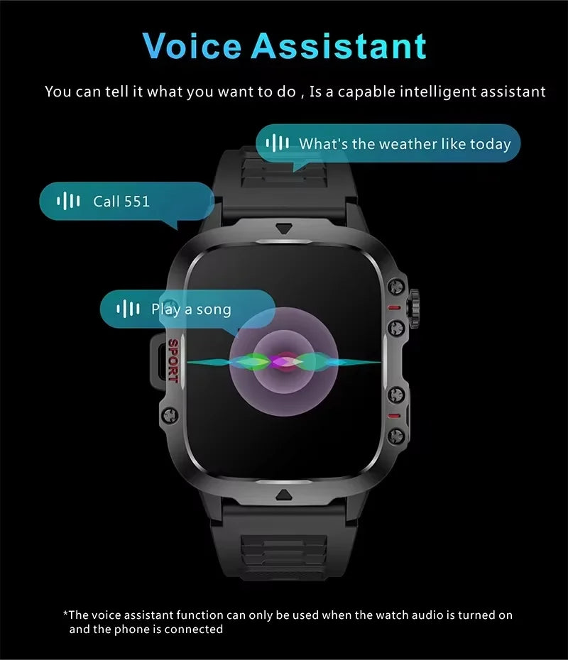 LAXASFIT Outdoor Smartwatch – Bluetooth & LED Flashlight