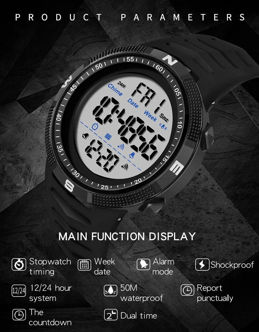 SANDA 6014 Waterproof Multifunctional Sports Watch